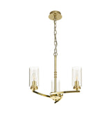 DAB0237 Dabih Pendant/Semi Ceiling 3 Light in a Polished Gold/Clear Finish and Clear Crystal