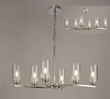 DAB1137 Dabih Rectangular Pendant/Semi Ceiling 6 Light in a Polished Nickel/Clear Finish and Clear Crystal