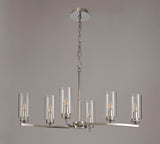 DAB1137 Dabih Rectangular Pendant/Semi Ceiling 6 Light in a Polished Nickel/Clear Finish and Clear Crystal