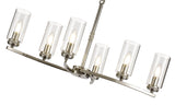 DAB1137 Dabih Rectangular Pendant/Semi Ceiling 6 Light in a Polished Nickel/Clear Finish and Clear Crystal