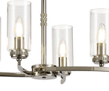 DAB1137 Dabih Rectangular Pendant/Semi Ceiling 6 Light in a Polished Nickel/Clear Finish and Clear Crystal