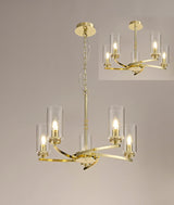 DAB1237 Dabih Pendant/Semi Ceiling 5 Light in a Polished Gold/Clear Finish and Clear Crystal