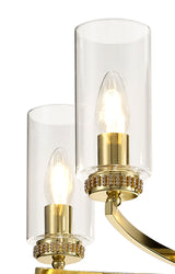 DAB1237 Dabih Pendant/Semi Ceiling 5 Light in a Polished Gold/Clear Finish and Clear Crystal