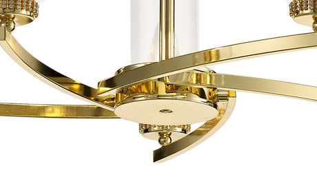 DAB1237 Dabih Pendant/Semi Ceiling 5 Light in a Polished Gold/Clear Finish and Clear Crystal