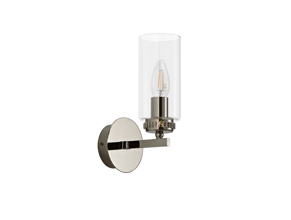 DAB2137 Dabih Wall Lamp 1 Light in a Polished Nickel/Clear Finish and Clear Crystal