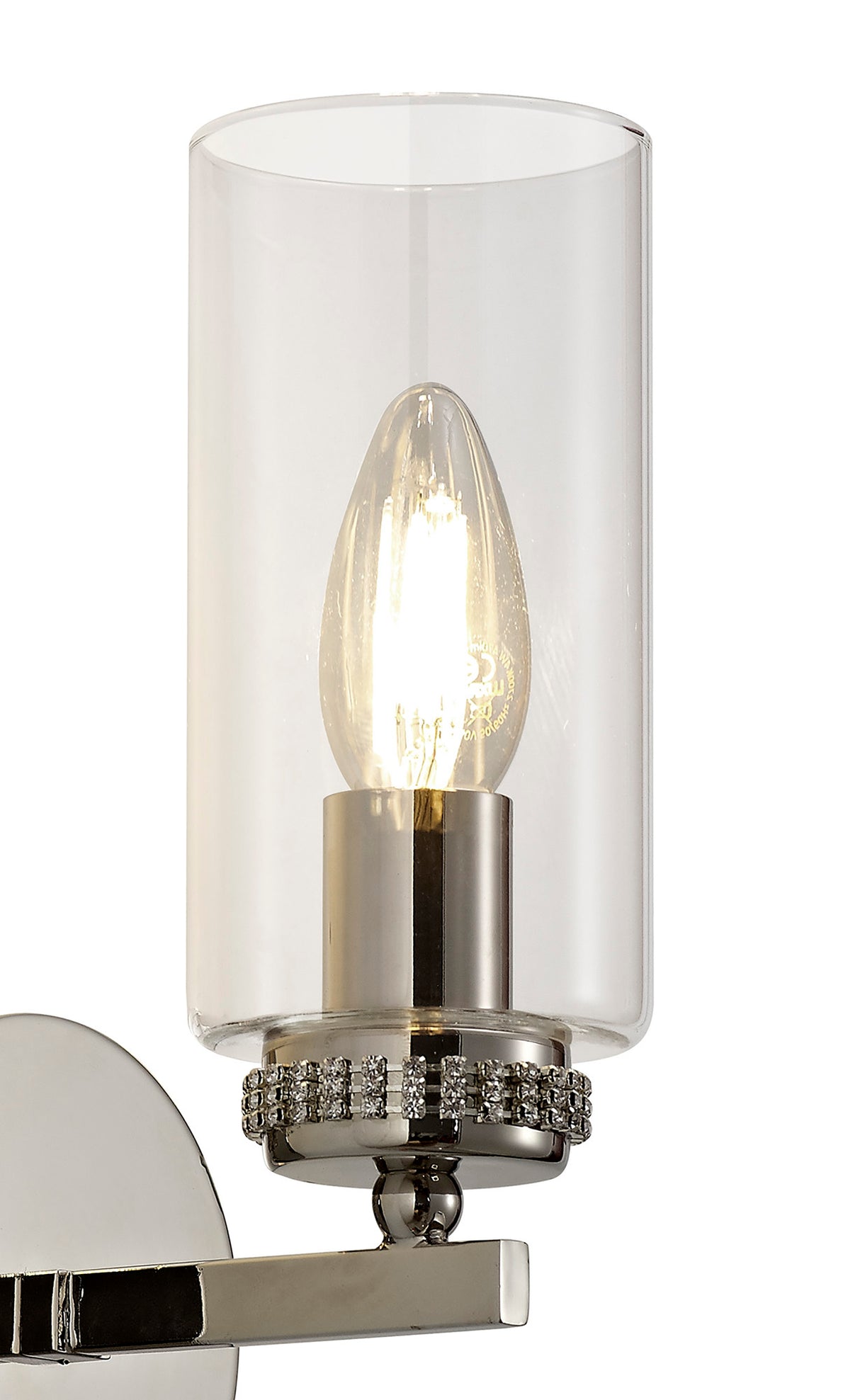 DAB2137 Dabih Wall Lamp 1 Light in a Polished Nickel/Clear Finish and Clear Crystal