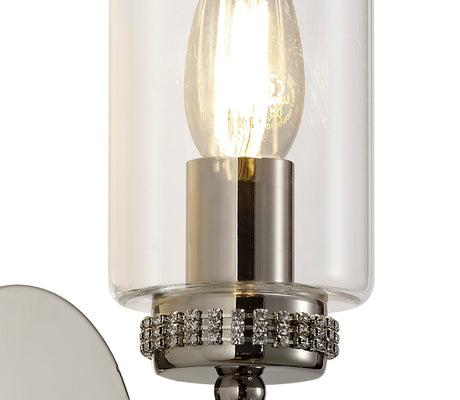 DAB2137 Dabih Wall Lamp 1 Light in a Polished Nickel/Clear Finish and Clear Crystal