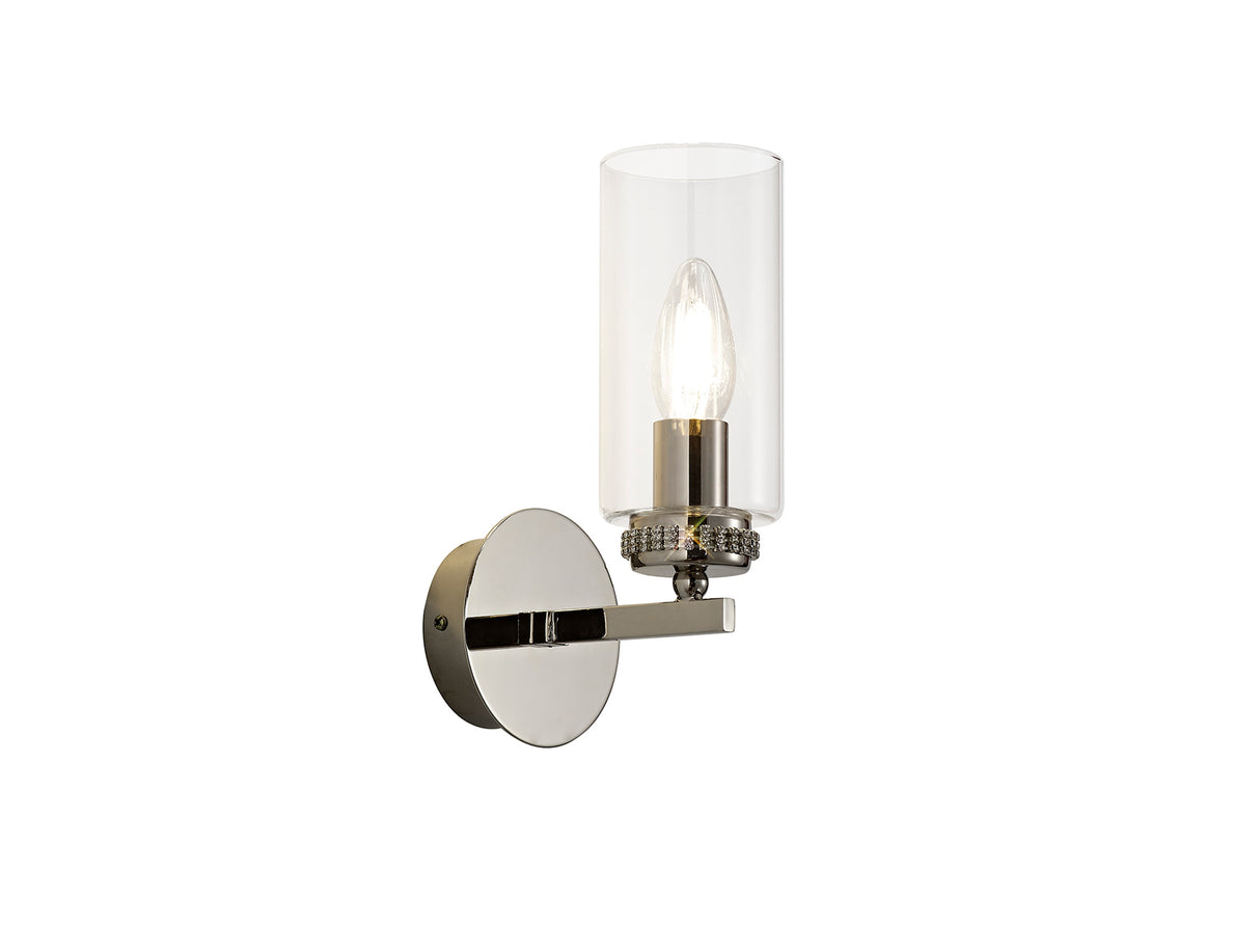 DAB2137 Dabih Wall Lamp 1 Light in a Polished Nickel/Clear Finish and Clear Crystal