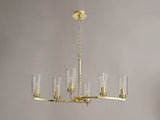 DAB2237 Dabih Rectangular Pendant/Semi Ceiling 6 Light in a Polished Gold/Clear Finish and Clear Crystal