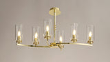 DAB2237 Dabih Rectangular Pendant/Semi Ceiling 6 Light in a Polished Gold/Clear Finish and Clear Crystal