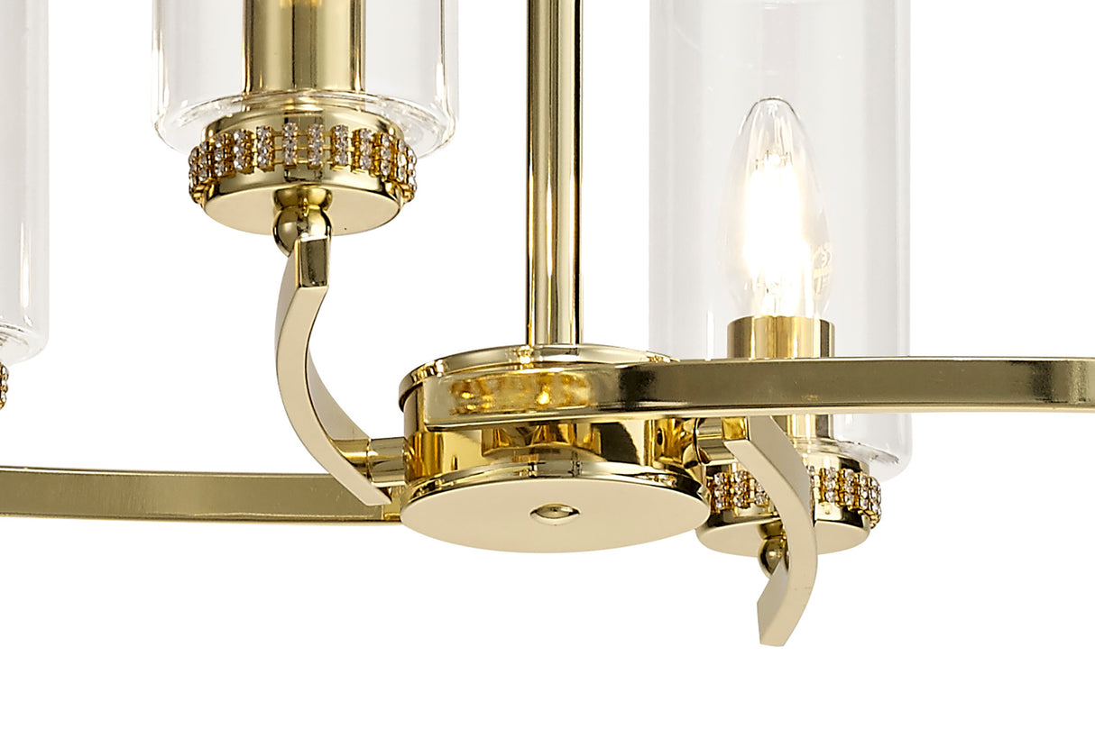 DAB2237 Dabih Rectangular Pendant/Semi Ceiling 6 Light in a Polished Gold/Clear Finish and Clear Crystal