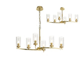 DAB2237 Dabih Rectangular Pendant/Semi Ceiling 6 Light in a Polished Gold/Clear Finish and Clear Crystal