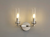 DAB3137 Dabih Wall Lamp 2 Light in a Polished Nickel/Clear Finish and Clear Crystal