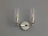 DAB3137 Dabih Wall Lamp 2 Light in a Polished Nickel/Clear Finish and Clear Crystal