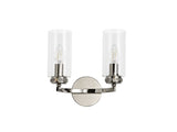 DAB3137 Dabih Wall Lamp 2 Light in a Polished Nickel/Clear Finish and Clear Crystal