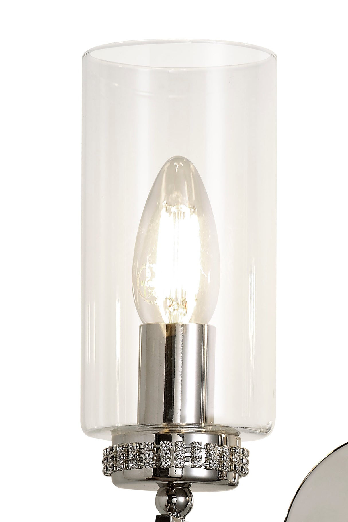 DAB3137 Dabih Wall Lamp 2 Light in a Polished Nickel/Clear Finish and Clear Crystal