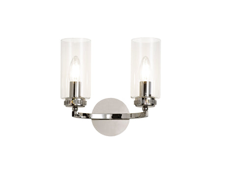 DAB3137 Dabih Wall Lamp 2 Light in a Polished Nickel/Clear Finish and Clear Crystal