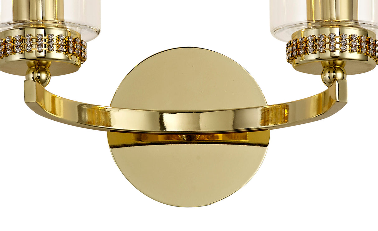 DAB4237 Dabih Wall Lamp 2 Light in a Polished Gold/Clear Finish and Clear Crystal