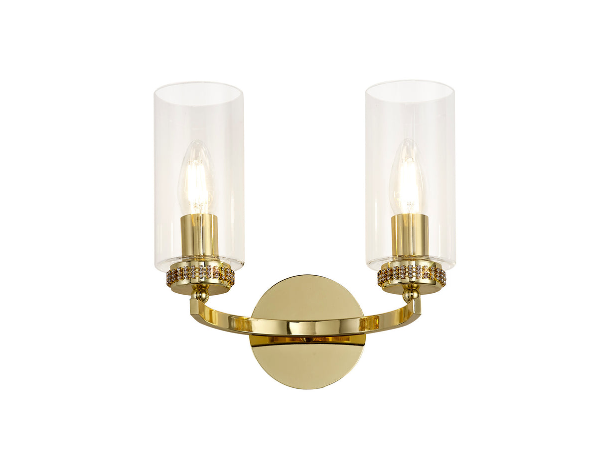 DAB4237 Dabih Wall Lamp 2 Light in a Polished Gold/Clear Finish and Clear Crystal