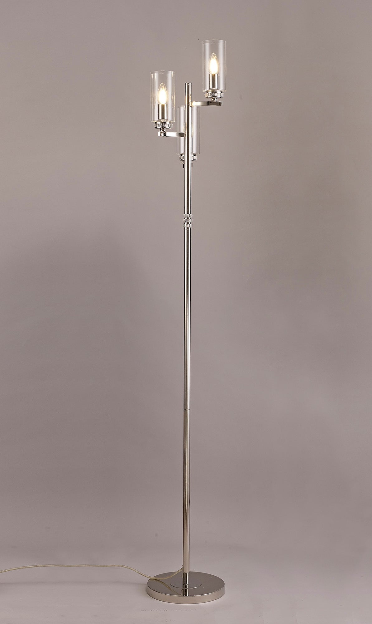 DAB4537 Dabih 55cm Table Lamp 2 Light in a Polished Nickel/Clear Finish