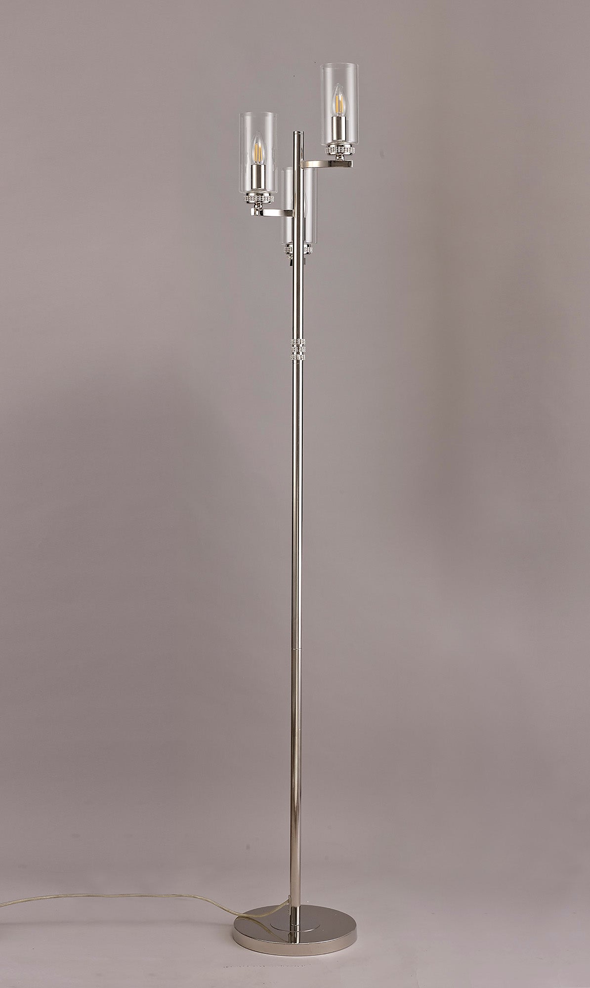 DAB4537 Dabih 55cm Table Lamp 2 Light in a Polished Nickel/Clear Finish