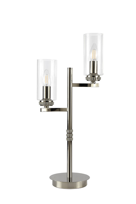 DAB4537 Dabih 55cm Table Lamp 2 Light in a Polished Nickel/Clear Finish