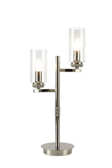 DAB4537 Dabih 55cm Table Lamp 2 Light in a Polished Nickel/Clear Finish