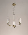 DAB5237 Dabih Pendant/Semi Ceiling 3 Light in a Antique Brass/Clear Finish and Clear Crystal