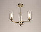 DAB5237 Dabih Pendant/Semi Ceiling 3 Light in a Antique Brass/Clear Finish and Clear Crystal