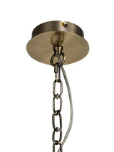 DAB5237 Dabih Pendant/Semi Ceiling 3 Light in a Antique Brass/Clear Finish and Clear Crystal