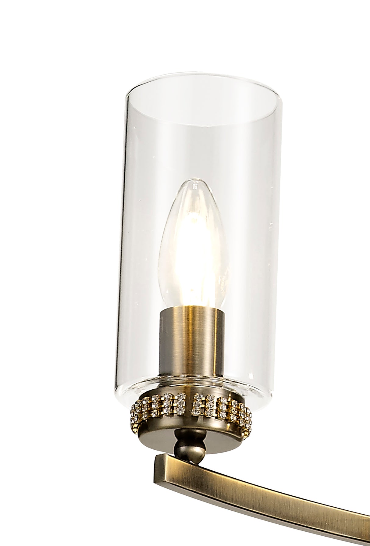 DAB5237 Dabih Pendant/Semi Ceiling 3 Light in a Antique Brass/Clear Finish and Clear Crystal