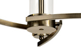 DAB5237 Dabih Pendant/Semi Ceiling 3 Light in a Antique Brass/Clear Finish and Clear Crystal