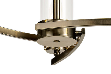 DAB5237 Dabih Pendant/Semi Ceiling 3 Light in a Antique Brass/Clear Finish and Clear Crystal