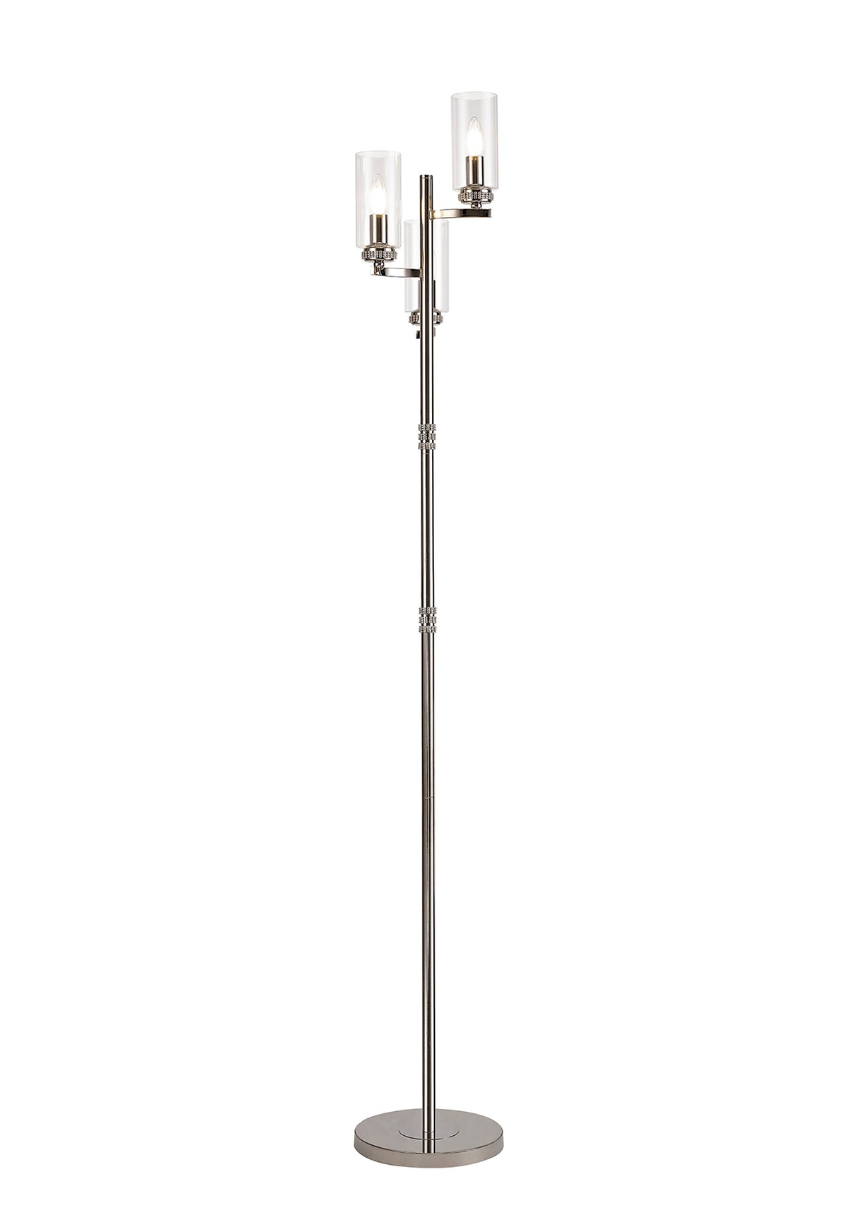 DAB5537 Dabih 170cm Floor Lamp 3 Light in a Polished Nickel/Clear Finish