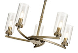 DAB6237 Dabih Pendant/Semi Ceiling 5 Light in a Antique Brass/Clear Finish and Clear Crystal