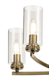 DAB6237 Dabih Pendant/Semi Ceiling 5 Light in a Antique Brass/Clear Finish and Clear Crystal