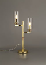 DAB6537 Dabih 55cm Table Lamp 2 Light in a Polished Gold/Clear Finish