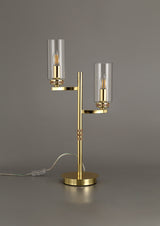 DAB6537 Dabih 55cm Table Lamp 2 Light in a Polished Gold/Clear Finish