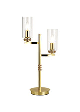 DAB6537 Dabih 55cm Table Lamp 2 Light in a Polished Gold/Clear Finish