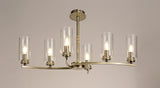 DAB7237 Dabih Rectangular Pendant/Semi Ceiling 6 Light in a Antique Brass/Clear Finish and Clear Crystal