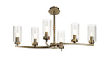 DAB7237 Dabih Rectangular Pendant/Semi Ceiling 6 Light in a Antique Brass/Clear Finish and Clear Crystal