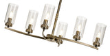 DAB7237 Dabih Rectangular Pendant/Semi Ceiling 6 Light in a Antique Brass/Clear Finish and Clear Crystal