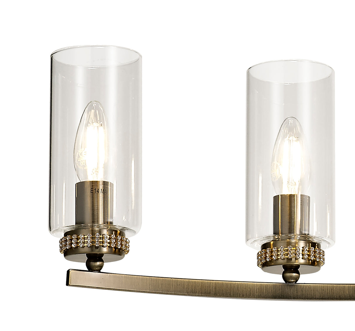 DAB7237 Dabih Rectangular Pendant/Semi Ceiling 6 Light in a Antique Brass/Clear Finish and Clear Crystal