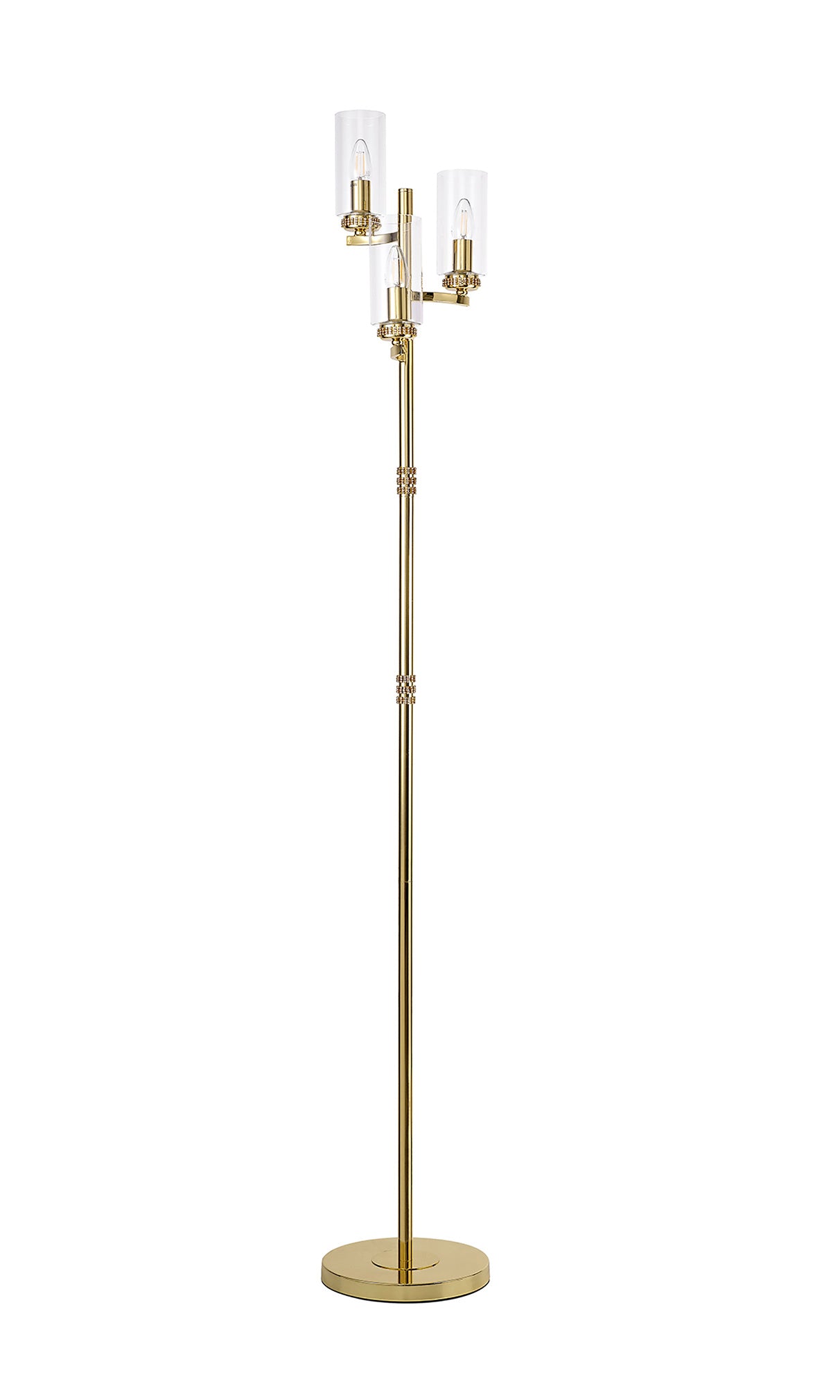 DAB7537 Dabih 170cm Floor Lamp 3 Light in a Polished Gold/Clear Finish