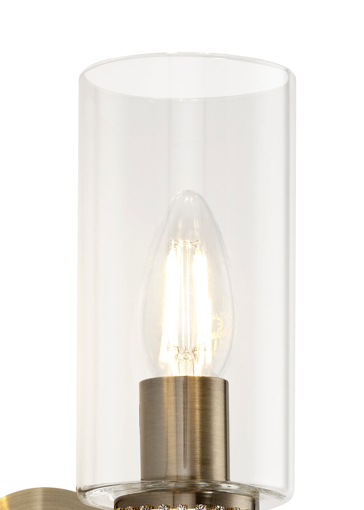 DAB8237 Dabih Wall Lamp 1 Light in a Antique Brass/Clear Finish and Clear Crystal