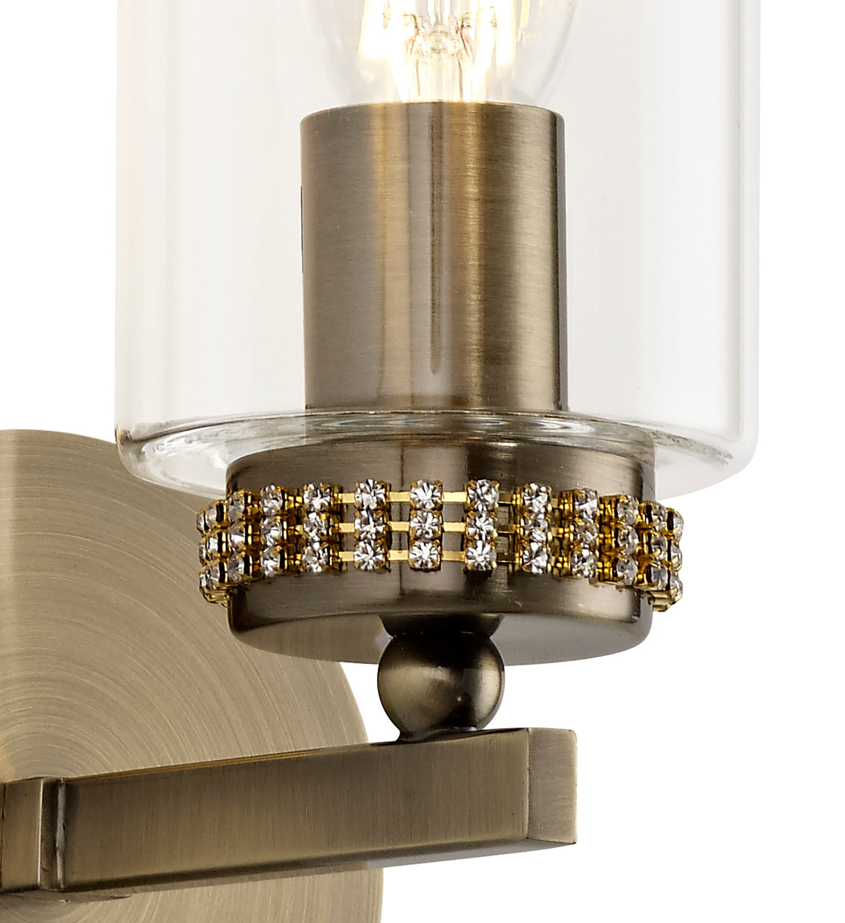 DAB8237 Dabih Wall Lamp 1 Light in a Antique Brass/Clear Finish and Clear Crystal