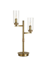 DAB8537 Dabih 55cm Table Lamp 2 Light in a Antique Brass/Clear Finish