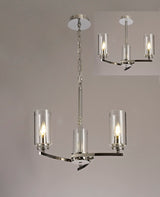 DAB9037 Dabih Pendant/Semi Ceiling 3 Light in a Polished Nickel/Clear Finish and Clear Crystal