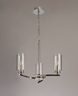 DAB9037 Dabih Pendant/Semi Ceiling 3 Light in a Polished Nickel/Clear Finish and Clear Crystal