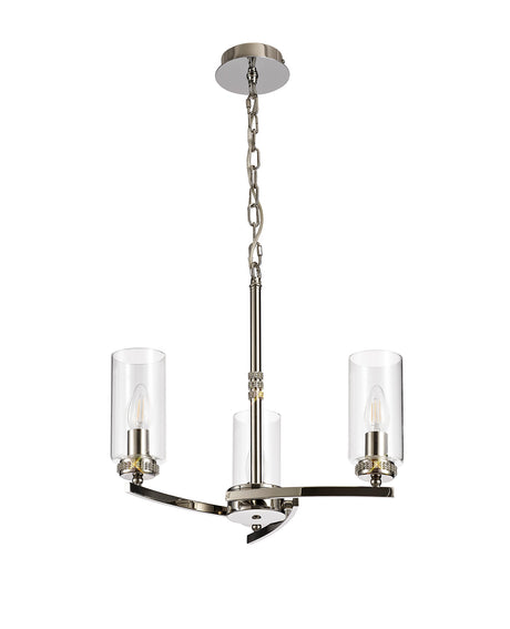 DAB9037 Dabih Pendant/Semi Ceiling 3 Light in a Polished Nickel/Clear Finish and Clear Crystal